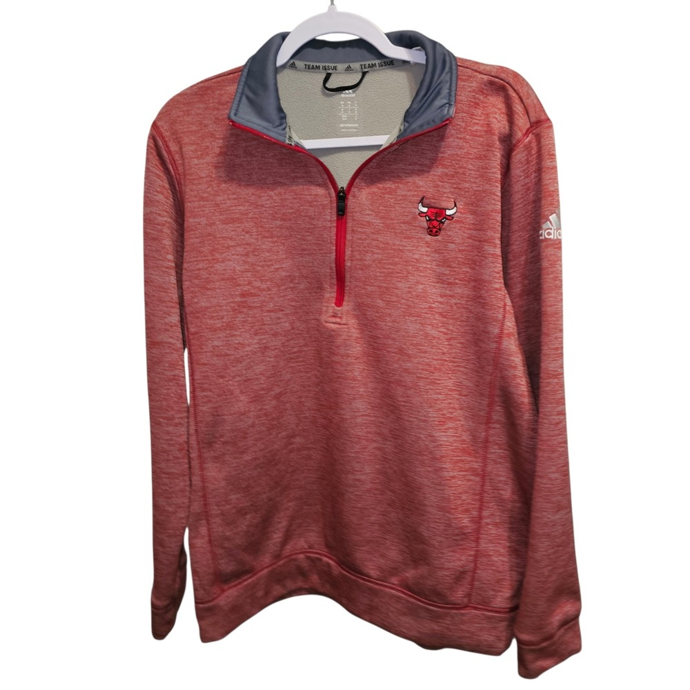 Adidas Chicago Bulls Pullover Mens M Red Excellent ClimaWarm Team Issue 1/4‎ Zip